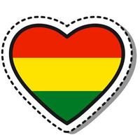 Flag Bolivia heart sticker on white background. Vintage vector love badge. Template design element. National day. Travel sign.