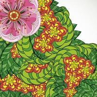 ilustración vectorial tarjeta de felicitación belleza y moda. fondo con flores y hojas. zentangl, garabatos. libros para colorear para adultos. vector
