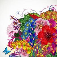 ilustración vectorial tarjeta de felicitación belleza y moda. fondo con flores y hojas. vector