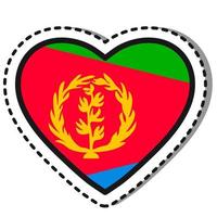 Flag Eritrea heart sticker on white background. Vintage vector love badge. Template design element. National day. Travel sign.