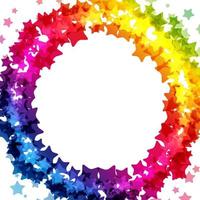 borde de estrellas del arco iris, textura vectorial, tarjeta de decoración brillante de carnaval. vector