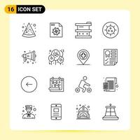 16 Creative Icons for Modern website design and responsive mobile apps 16 Outline Symbols Signs on White Background 16 Icon Pack Creative Black Icon vector background