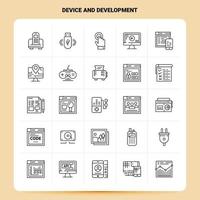 OutLine 25 Device And Development Icon set Vector Line Style Design Black Icons Set Linear pictogram pack Web and Mobile Business ideas design Vector Illustration