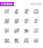 Coronavirus Awareness icon 16 Line icons icon included bacteria care bottle patient bed viral coronavirus 2019nov disease Vector Design Elements