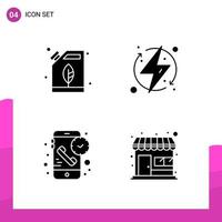 Glyph Icon set Pack of 4 Solid Icons isolated on White Background for responsive Website Design Print and Mobile Applications vector