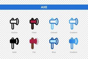 Axe icons in different style. Axe icons set. Holiday symbol. Different style icons set. Vector illustration