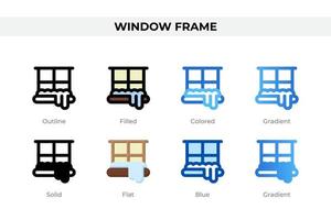 Window frame icons in different style. Window frame icons set. Holiday symbol. Different style icons set. Vector illustration