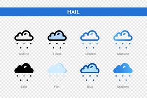 Iconos de granizo en diferentes estilos. conjunto de iconos de granizo. símbolo de vacaciones. conjunto de iconos de estilo diferente. ilustración vectorial vector