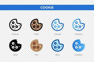 Cookie icons in different style. Cookie icons set. Holiday symbol. Different style icons set. Vector illustration