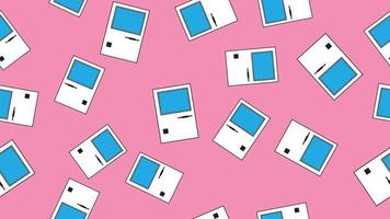 Seamless pattern endless computer with old retro computers, vintage white hipster pc from 70s, 80s, 90s isolated on pink background. Vector illustration