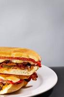 Mexican Torta Caprichosa Grande with Milanese pork, leg ham and cheese photo