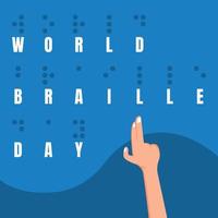 illustration vector graphic of the index finger is touching the braille alphabet, perfect for international day, world braille day, celebrate, greeting card, etc.