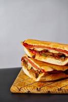 Mexican Torta Caprichosa Grande with Milanese pork, leg ham and cheese photo