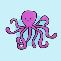 Cute cartoon purple octopus Vector Icon Illustration. Animal Nature Icon Concept Isolated Premium Vector. Flat Cartoon Style Free Vector