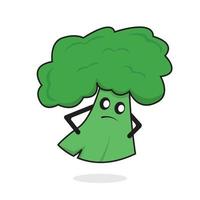 Cute broccoli cartoon Vector Icon Illustration. vegetable Nature Icon Concept Isolated Premium Vector. Flat Cartoon Style Free Vector
