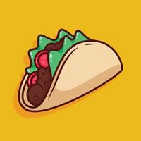 linda ilustración de taco en diseño plano vector