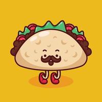 linda ilustración de taco en diseño plano vector