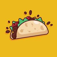 linda ilustración de taco en diseño plano vector