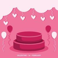 valentine day sale background with podium in flat design vector