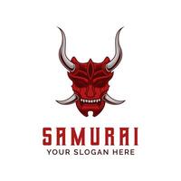 ronin hanya máscara cara samurai guerrero logo casco vintage vector ilustración