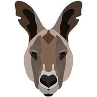 Abstract cartoon portrait of a kangaroo. Nature, wild animals theme. Flat lay kangaroo portrait isolated on white for postcard, placard, invitation, placard, note, sketchbook. vector