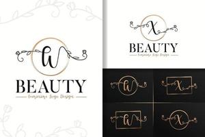 Set of feminine beauty monogram logo letter w and x vector