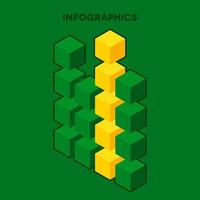 infografías planas con cubos y estructuras cableadas vector