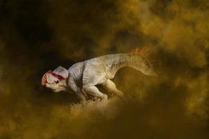 protoceratops, dinosaurio sobre fondo de humo foto