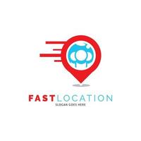 Fast Location Pin Icon Vector Logo Template Illustration Design