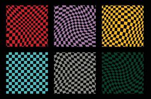 Groovy retro pattern background in psychedelic checkered backdrop style. A chessboard in a minimalist abstract design with a 60s 70s aesthetic vibe. hippie style y2k. funky print vector illustration