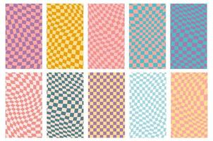 Groovy retro pattern background in psychedelic checkered backdrop style. A chessboard in a minimalist abstract design with a 60s 70s aesthetic vibe. hippie style y2k. funky print vector illustration