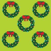 adornos navideños hechos sobre un fondo verde con muchas líneas y colores interesantes vector