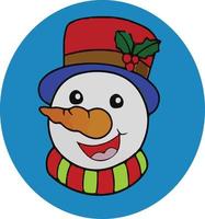 Snowman design made on a blue circle with many specific patterns into it vector