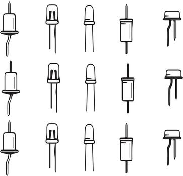 Simple electric compenents designs made with different lines , shapes and structures vector