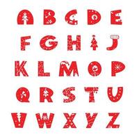 Christmas alphabet vector design. Vector cartoon set of alphabet holidays ginger cookie, and Merry Christmas and Happy New Year figures
