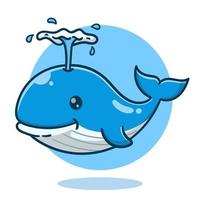 ilustración de arte de ballena de dibujos animados lindo, icono de estilo de dibujos animados plana. vector