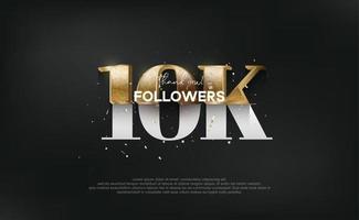 Unique and luxurious design with gold glitter numbers, design for social media post greetings, thank you 10K followers.