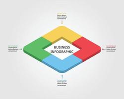 plantilla de gráfico cuadrado para infografía para presentación de 4 elementos vector