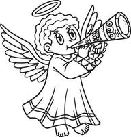 Christian Angel Blowing Trumpet Isolated Coloring vector