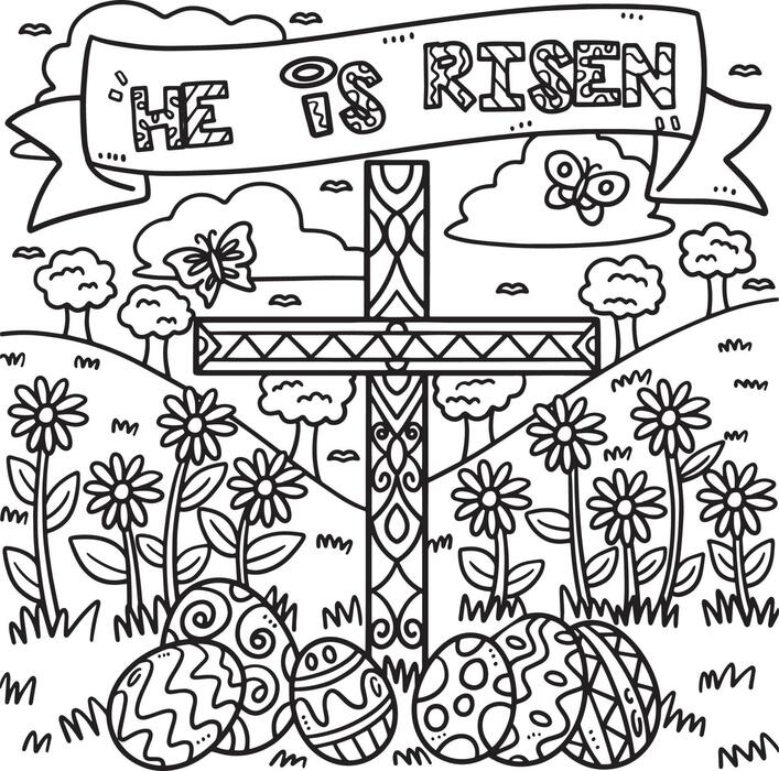 Catholic Easter Coloring Page Vector Art, Icons, and Graphics for Free