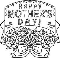 Happy Mothers Day Isolated Coloring Page for Kids vector