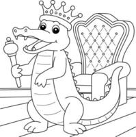 Mardi Gras Crown King Crocodile Coloring Page vector