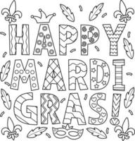 Happy Mardi Gras Coloring Page for Kids vector