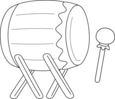 Ramadan Muslim Drum Isolated Coloring Page vector