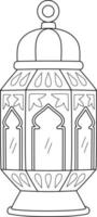 Ramadan Lantern Isolated Coloring Page for Kids vector