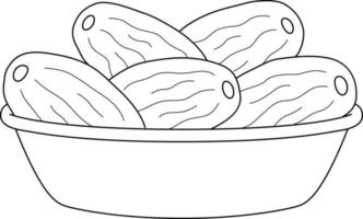 Ramadan Dried Date Isolated Coloring Page for Kids vector