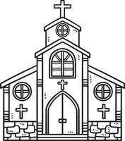 Christian Church Isolated Coloring Page for Kids vector