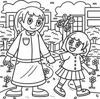 Mothers Day Mother and Child Coloring Page vector