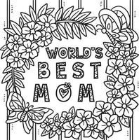 página para colorear de la mejor mamá del mundo del día de la madre para niños vector