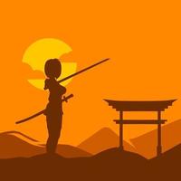 samurai japón espada caballero vector logo diseño colorido. fondo aislado para camiseta, afiche, ropa, merchandising, ropa, diseño de placa.